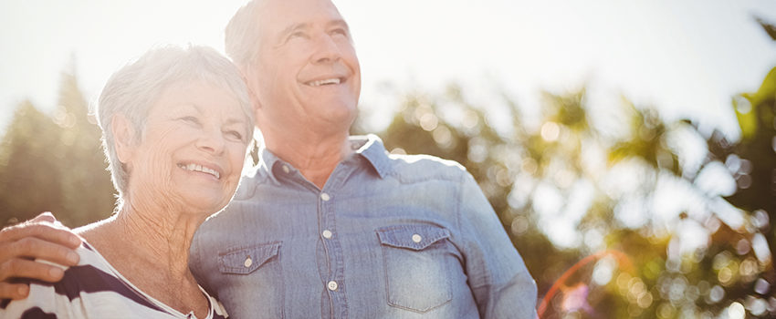 Front view of happy senior couple